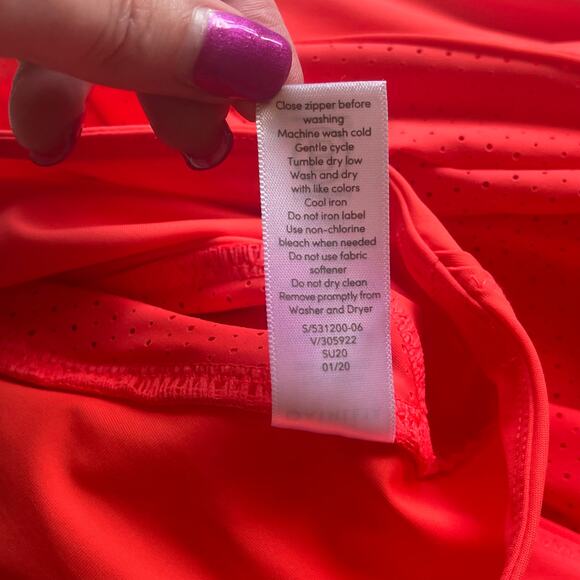 Athleta Neon Orange 1/4 Zip 1/4 Sleeve Top Size Small - Picture 5 of 12